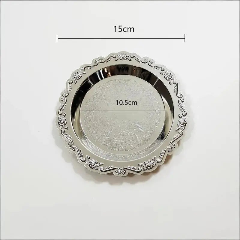 Luxury Silver Plated Plates Cake Dessert Tray High Tea Snack Fruit Dish Jewelry Storage Tabletop Decor Home Hotel Supplies〔CC11〕 Vue A2