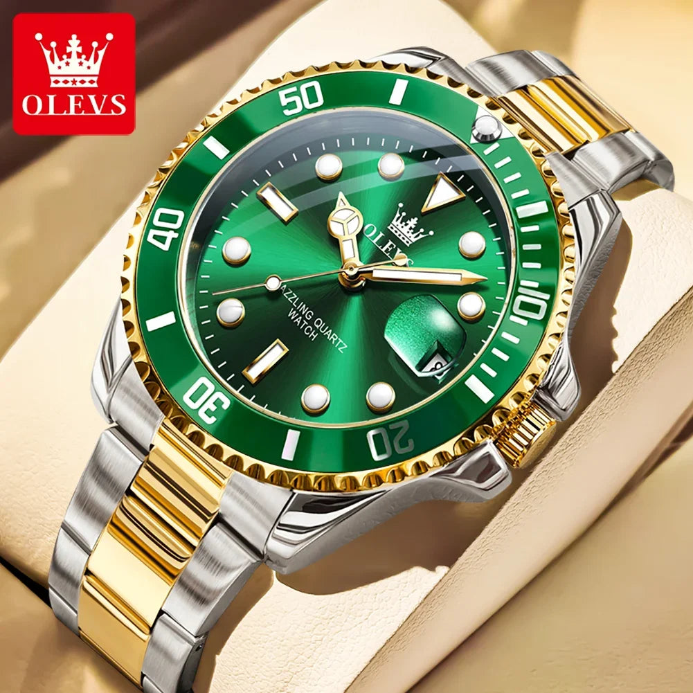 OLEVS 5885 Men's Luxury Stainless Steel Quartz Watch | Calendar Men's Quartz Watch Vue