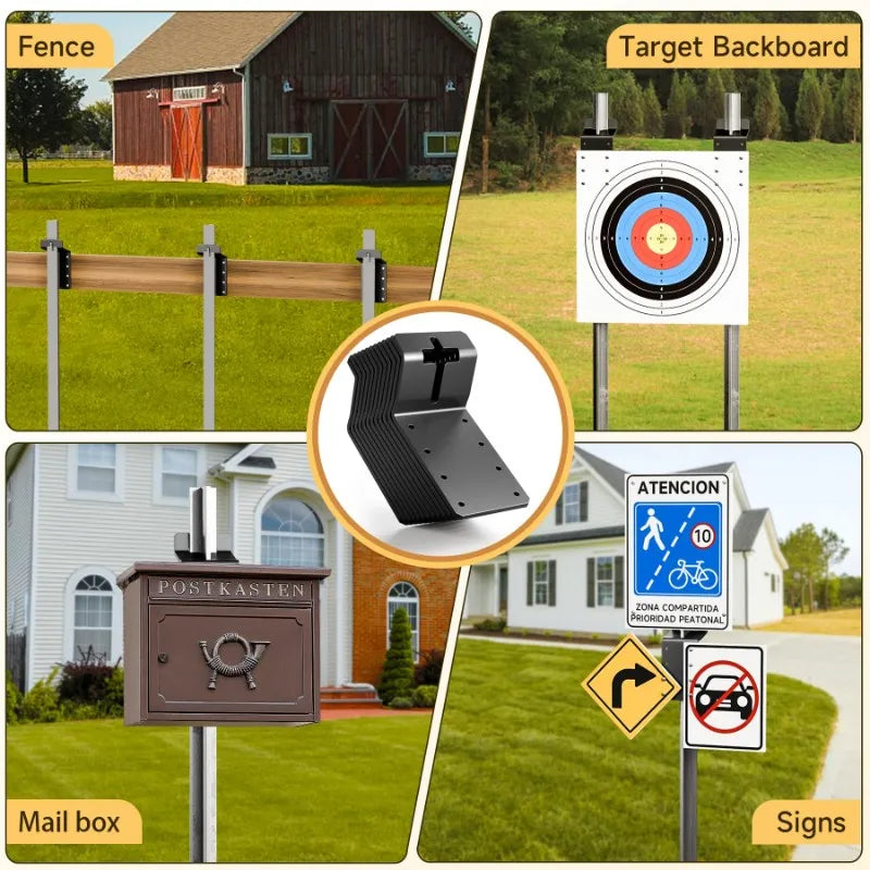 ABKW-For Wood Fence T Post Bracket, For Sign Mount Hardware- T Post Hanger For Sign, Birdhouse Mailbox Camera(6 Pcs) Vue