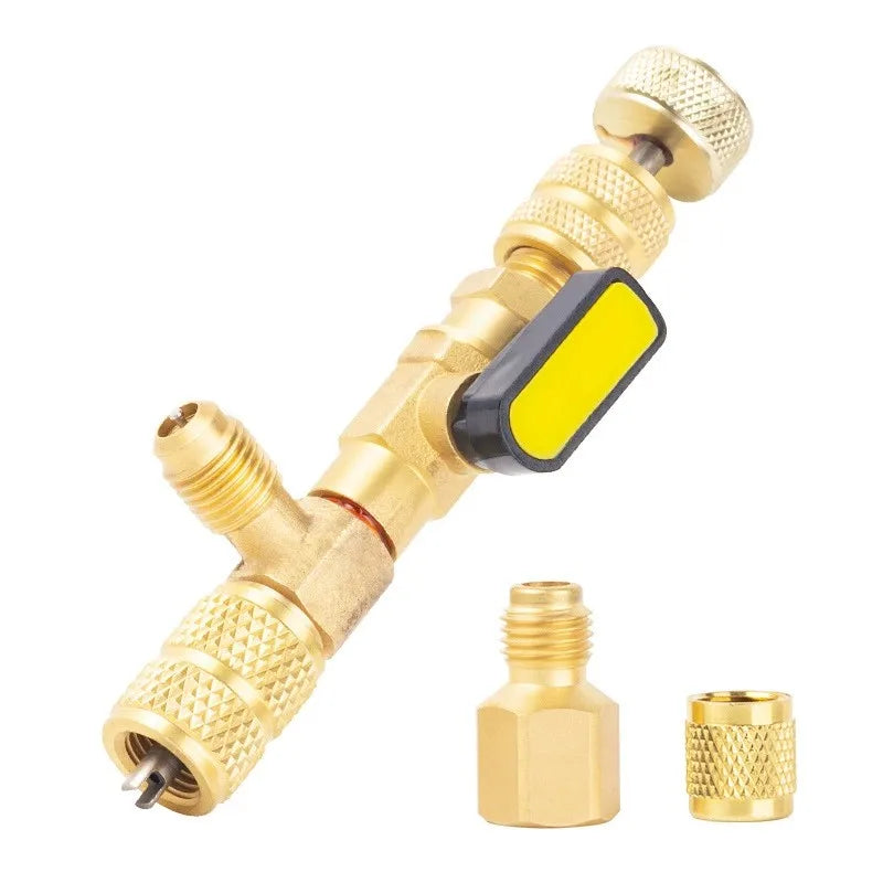 No Refrigerant Release Valve Core Remover Wrench 1/4"5/16" Brass 45Bar Air Conditioner Valve Pin Replacement Repair Tool Vue Default Title