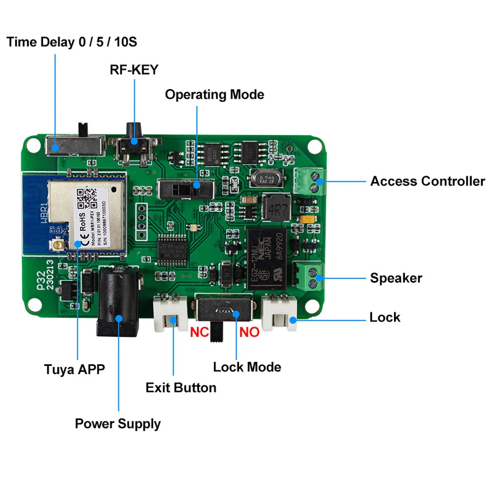 Support Tuya Remote Control Kits For Access Control App/Remote Key/Exit Button Unlock Keyless Wifi And 433Mhz Door Entry Design Vue