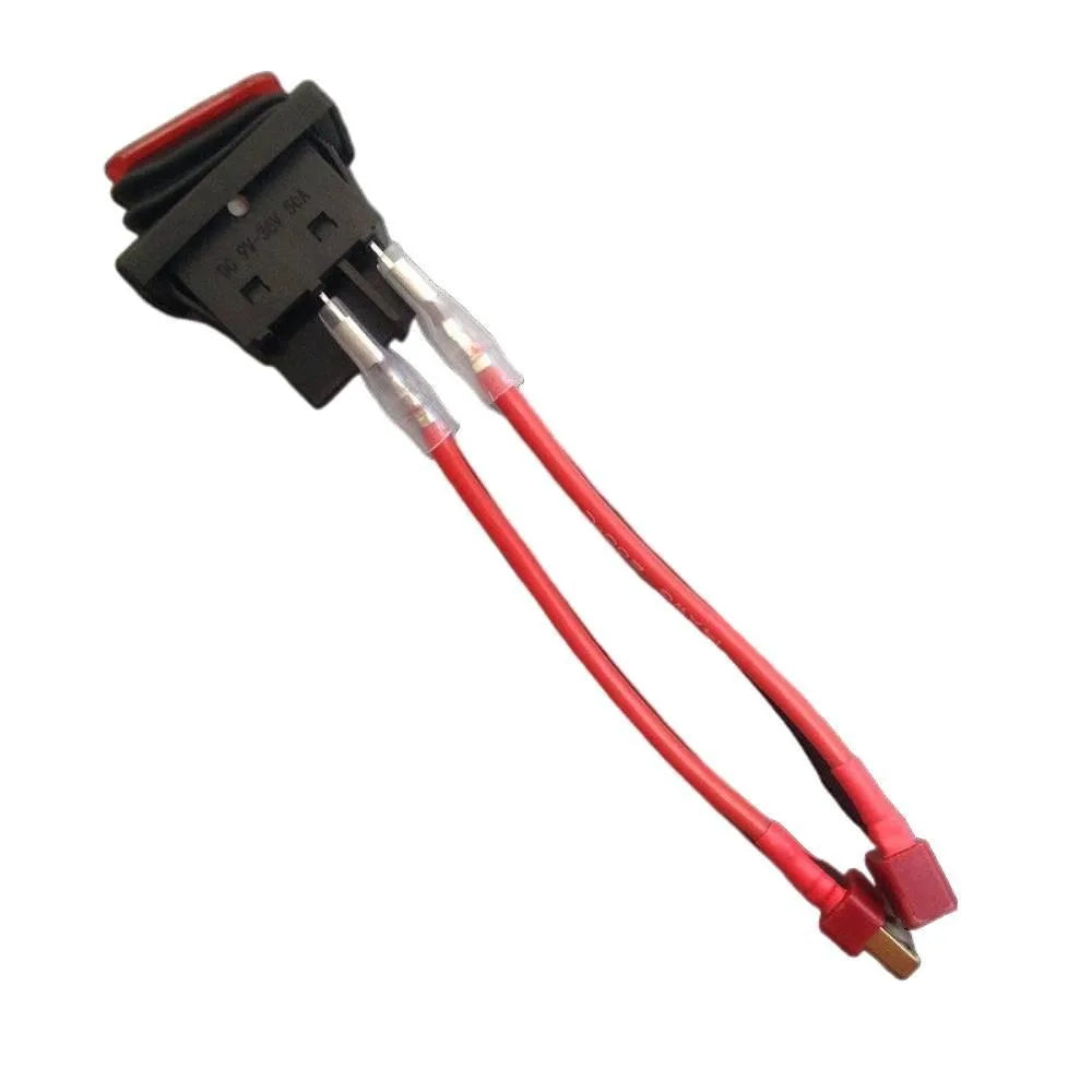 1PCS 9-36V T/XT60 Plug Waterproof Power Switch 4-pin 2-position 50A Large Current Silver Contact Point Power Switch with Red LED Vue