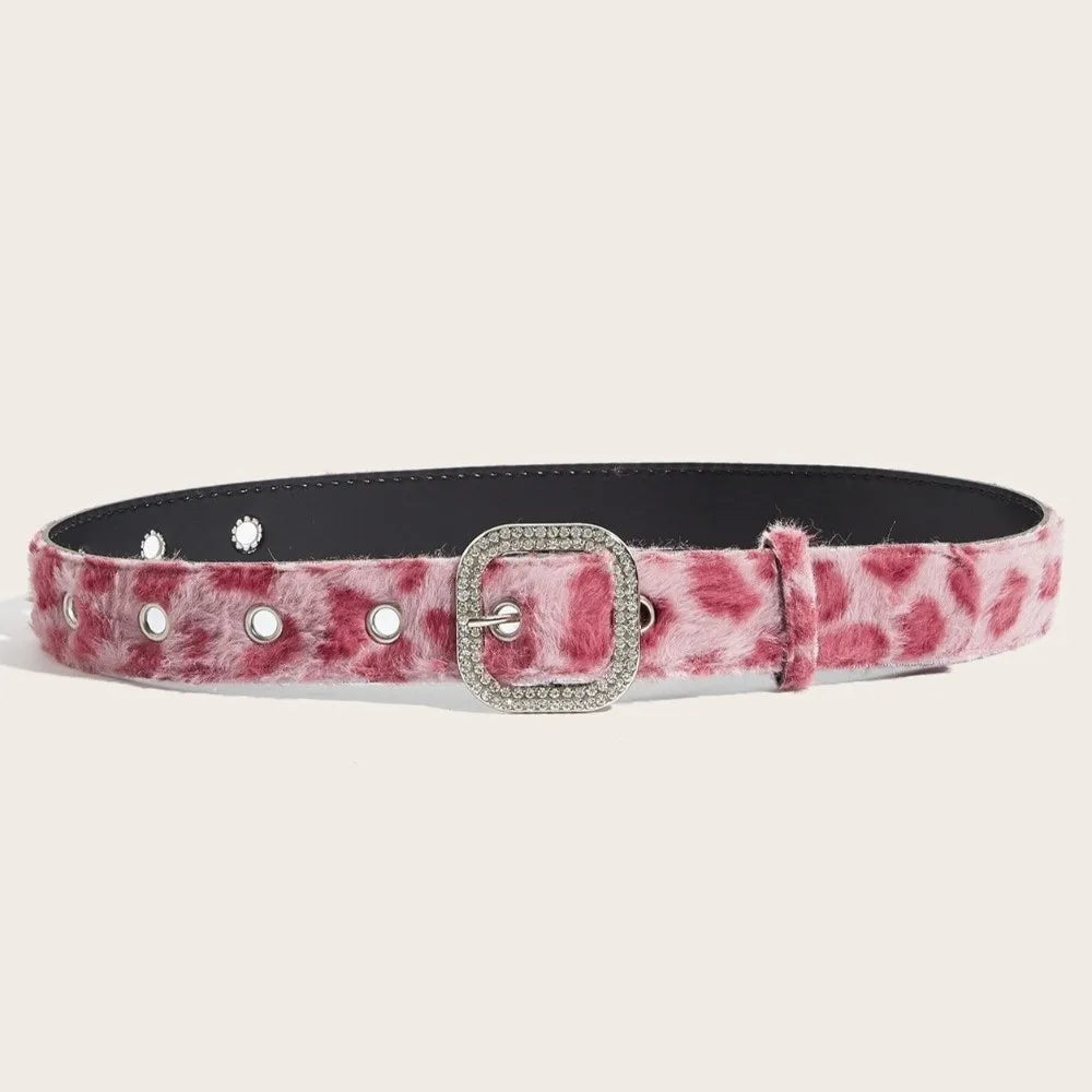 Fashion Pink Women's Belt PU Leather Adjustable Pin Buckle Waistband