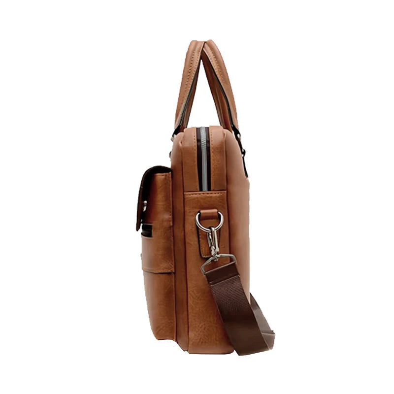 Adjustable Detachable Strap Vintage Leather Laptop Briefcase Multi