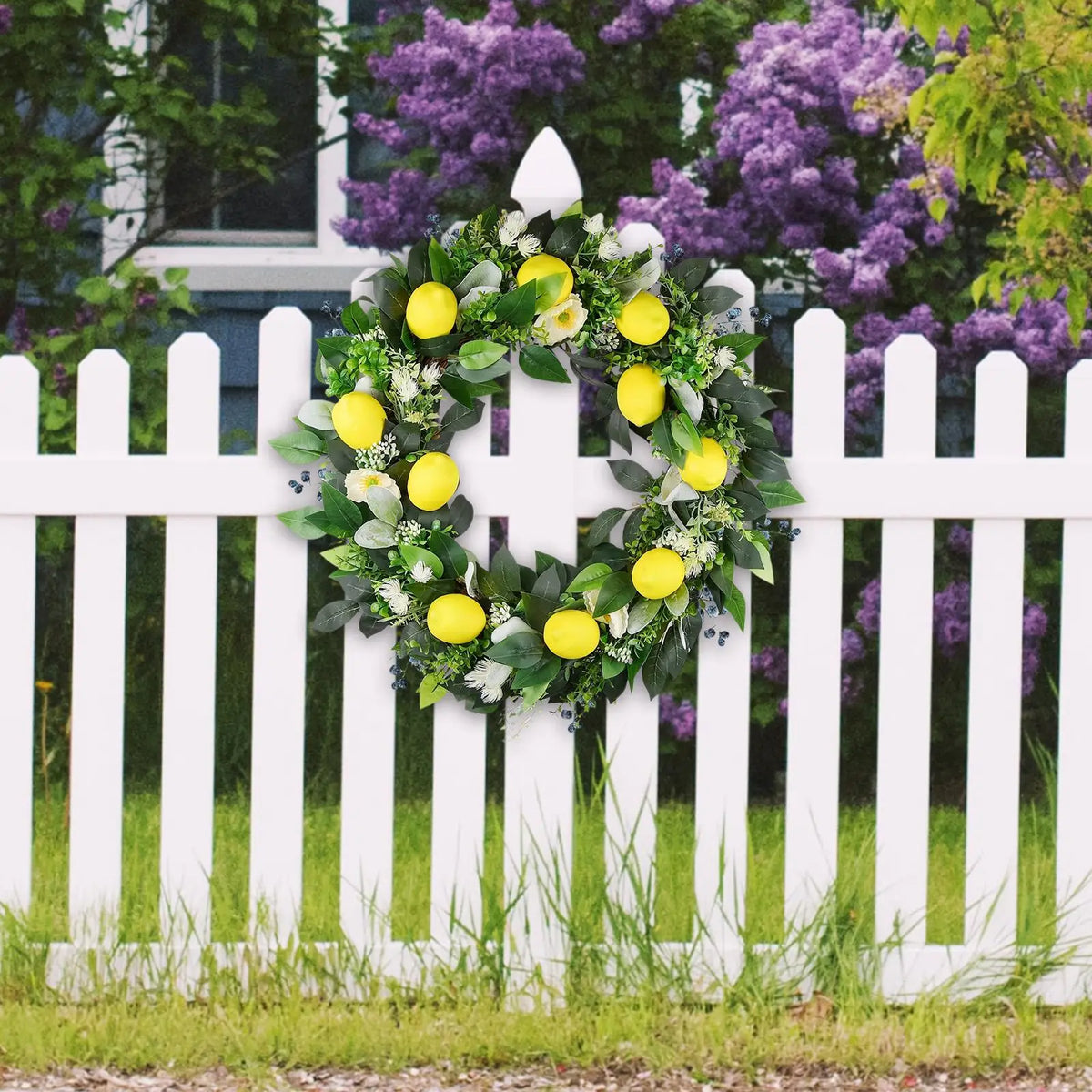 Front Door Artificial Spring Wreaths Lemon Wreath Front Door Handmade Spring Hanging Decorative Garland And Sh Elegant Vue