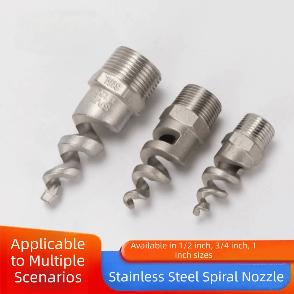 1/2"3/4"1" Spiral Nozzle Male Thread Stainless Steel Spray Sprinkler Head Full Cone Upward Spraying Jet Nozzle Cooling Tower Vue
