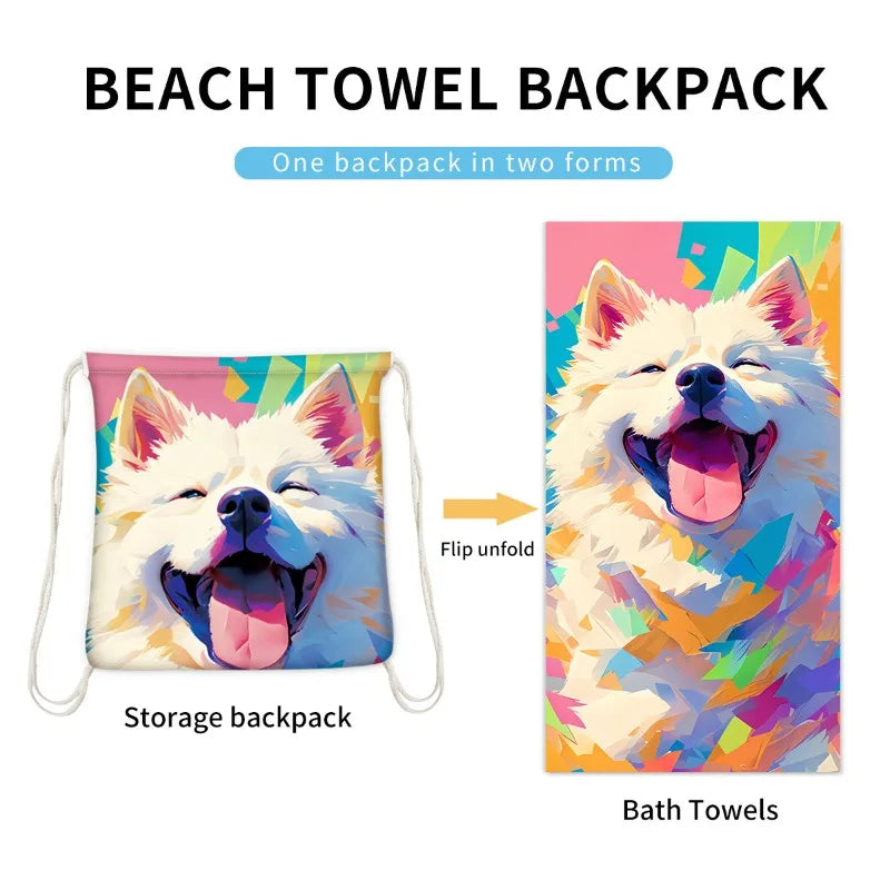 Foldable Beach Towel Printed Bath Towel Integrated Beach Towel Integrated Package Can Store Storage Vue