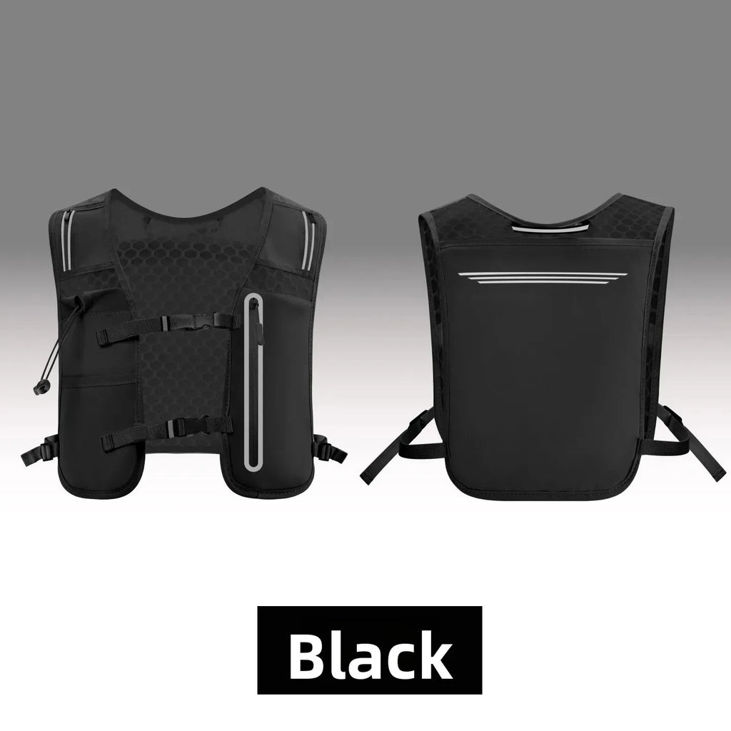 Ultralight Breathable Hydration Vest Reflective Safety Running Vest for Men Women Adjustable Cycling Hiking Marathon Backpack Vue Black