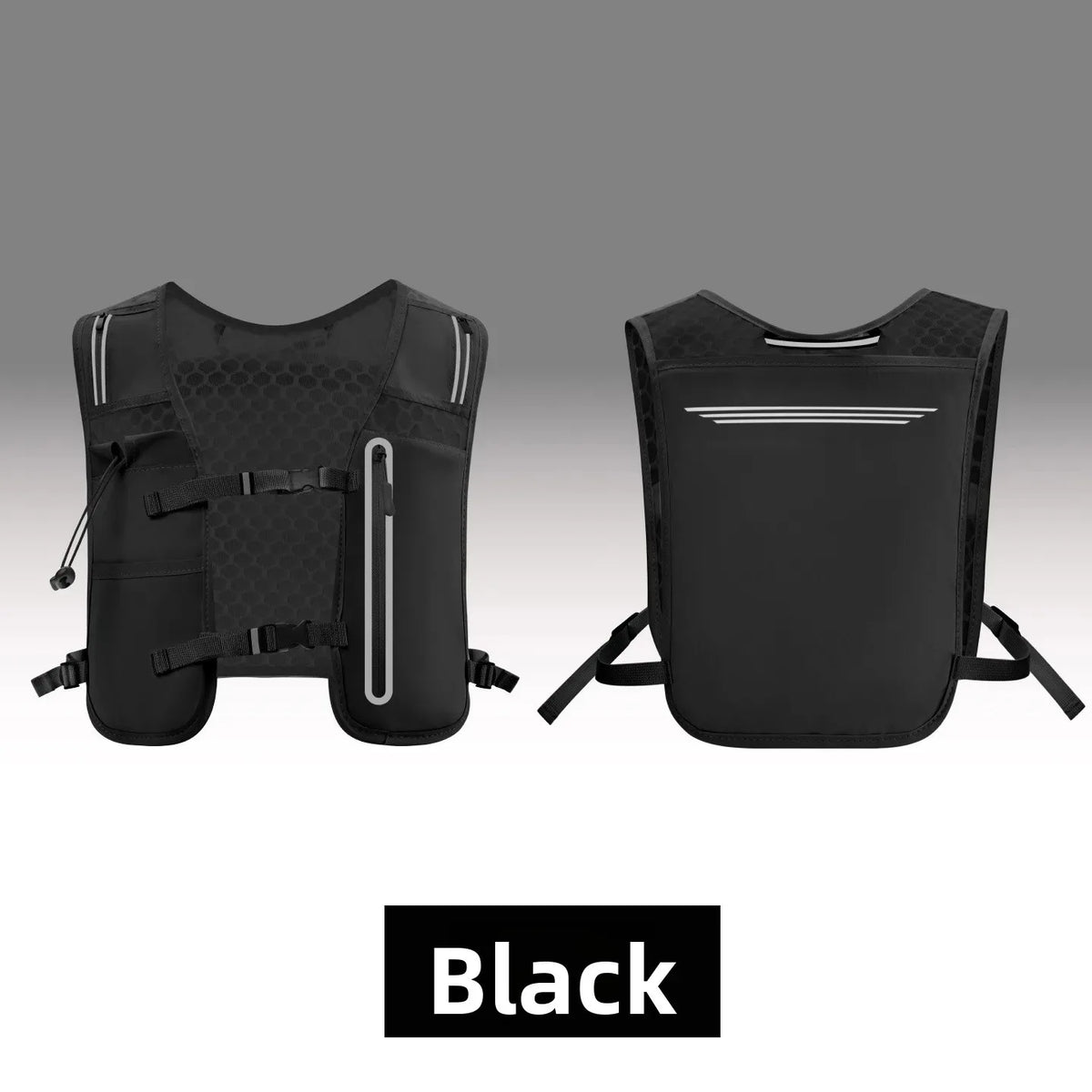 Ultralight Breathable Hydration Vest Reflective Safety Running Vest for Men Women Adjustable Cycling Hiking Marathon Backpack Vue Black