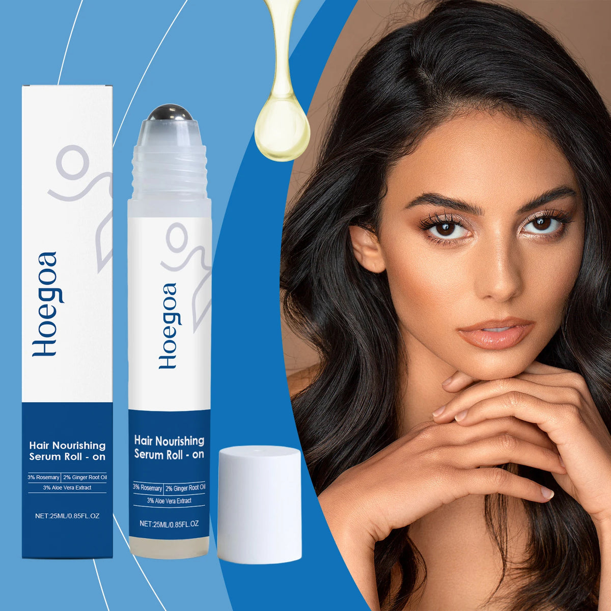 25ml Rosemary Hair Growth Roller Essence Reduce Hair Breakage Bifurcate Increase Hair Density Nourish Strengthen Toughen Vue Default Title