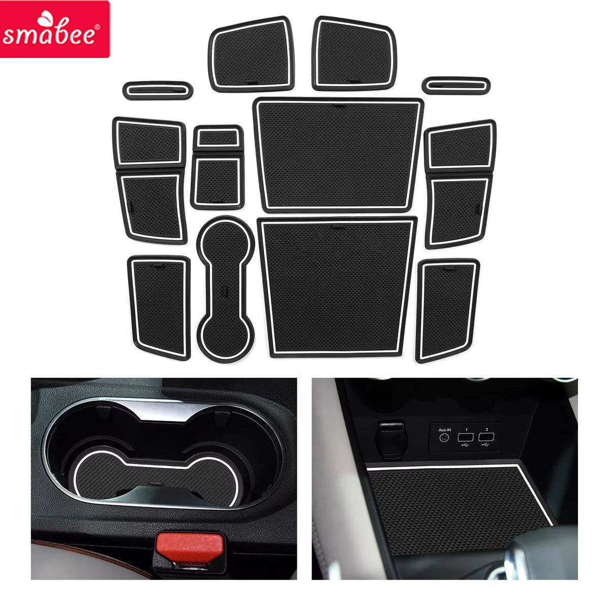 Smabee for Renault Captur 2 (Electronic Parking Brake Only) 2019-2023 Anti-Slip Gate Slot Cup MatDoor Groove Pad Accessories Vue
