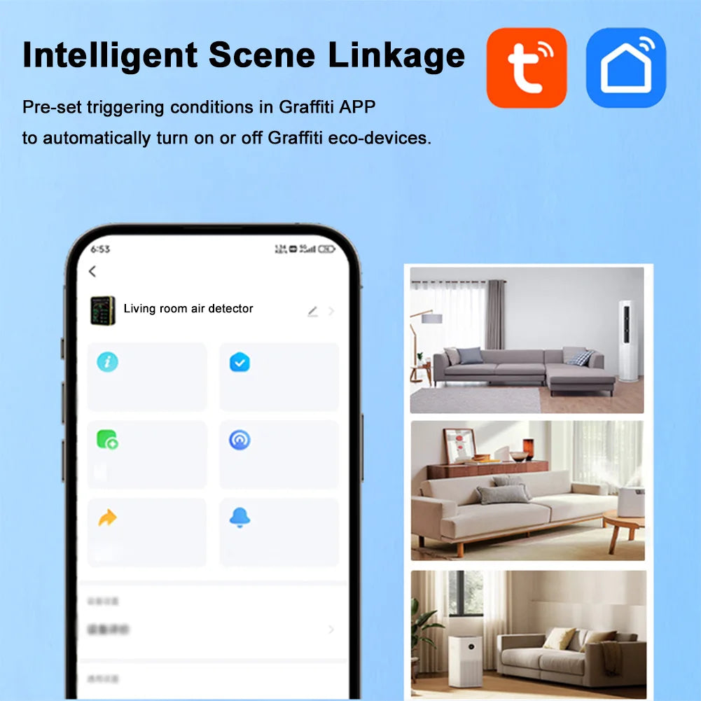 WiFi 15 in 1 Air Quality Detector TFT Display Indoor Air Quality Monitor APP Control Portable AQI PM0.3 PM1.0 PM2.5 PM10 Tester Vue