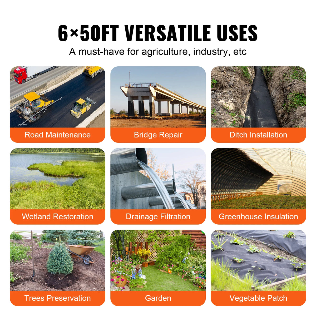 Heavy-Duty Non-Woven Geotextile Fabric 6x50 ft Weed Barrier Geotextile Weed Barrier Vue