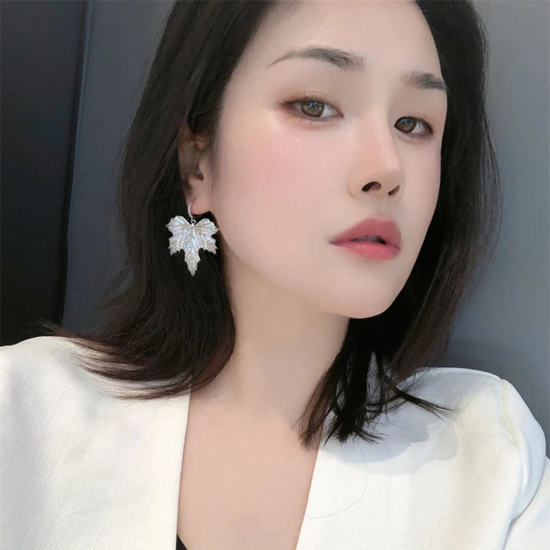 Huitan Leaf Cubic Zirconia Dangle Earrings – Statement Jewelry Drop Dangle Earrings Vue
