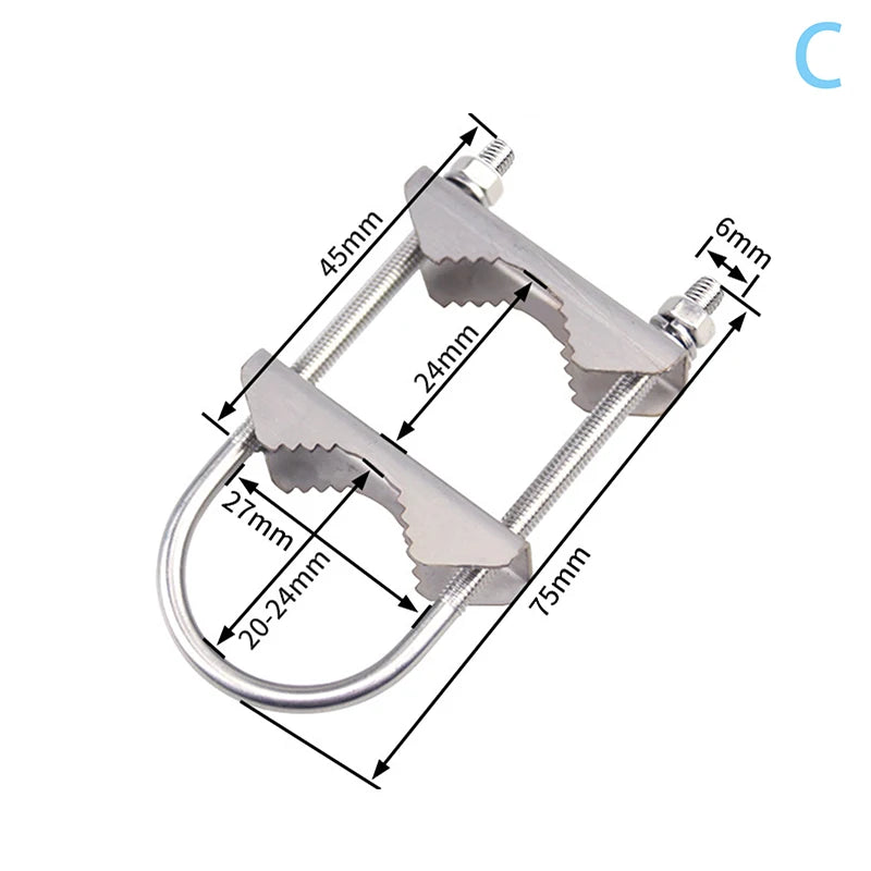 M6 U Bolts Mounting Hardware Heavy Duty Anti-Rust Mast To Mast Clamp V Jaw Block Mount Bracket Kit For Outside Home Antenna Vue A3