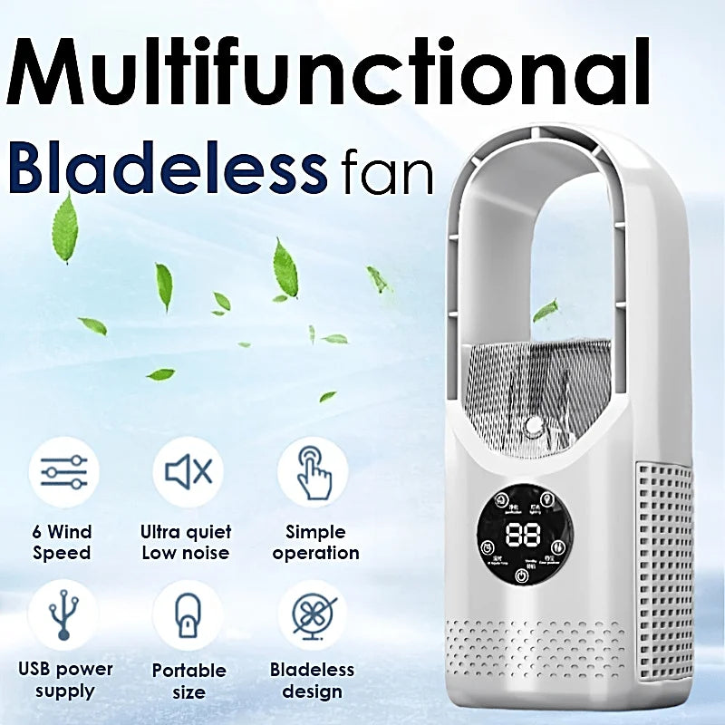 3-in-1 USB Tower Fan Bladeless Desktop Air Cooler Remote Control Vue White3