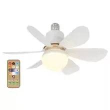 LED 40W Socket Ceiling Fan with Light, 20.5in Screw Ceiling Fans with Lights with Remote, for Bedroom/Garage/Kitchen Vue white-30W 6