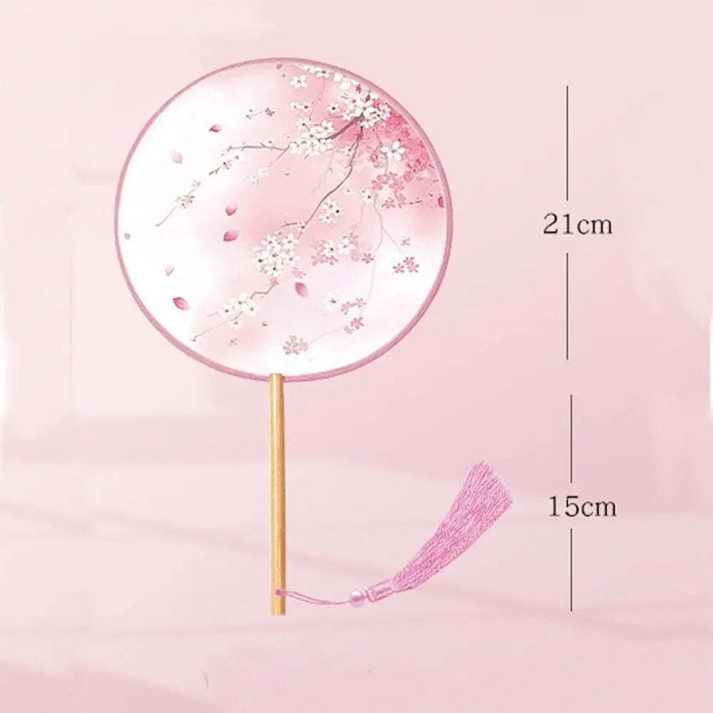 Vintage Chinese Style Chinese Style Fan Handheld Tassels Embroidery Fan Floral Pattern Round Silk Fan Chinese Wedding Vue
