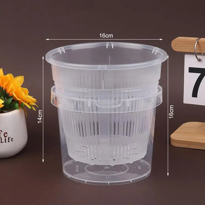 Self Watering Flowerpot Double-Layer Pots For Plants Nursery Pots With Holes Garden Automatic Absorbing Water Root Control Pots Vue Flat 16cm