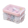 18pcs Craft Spools DIY Sewing Tool Kit Portable Three-Layer Needlework Box Large Capacity Sewing Kit Box Cross Stitching Vue Pink