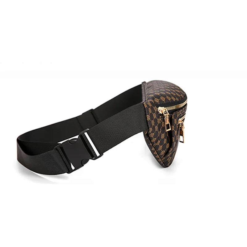 Daily Slim Retro Pattern Rider Waist Fanny Multi Compartment Vue