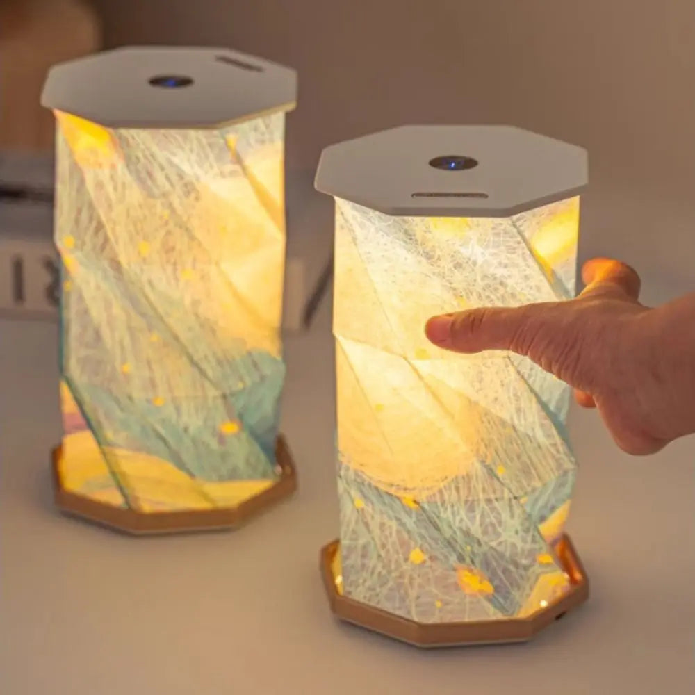 Portable Design Starry Night Light Starry Sky Pattern Creative Art Led Table Lamp Folding Paper LED Light Origami Lamp Vue