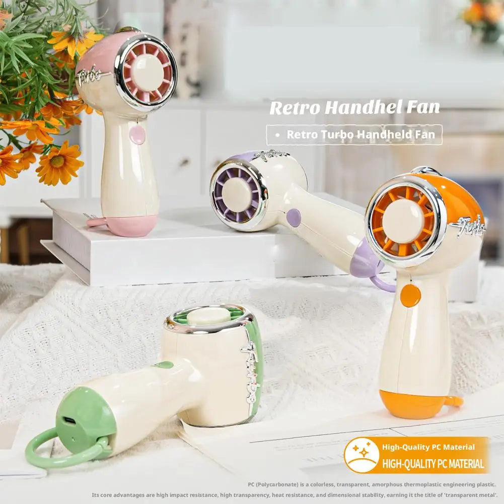 Silent Turbine High-speed Home Handheld Type-C Charge Fan Mini Cooling Electric Fan Portable Super Powerful Wind Electric Fan Vue