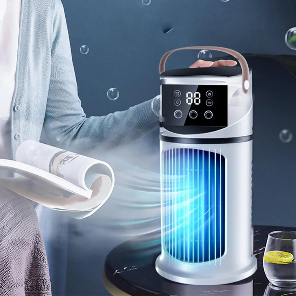Air Conditioner Fan Desk Cooling Air Conditioner Fan Adjustable Misting Cooler with LED Light for Bedroom Dormitory Reading Vue