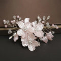 1Pcs Handmade White Brides Headdress New Crystal Pearl Flower Bridal Headwear Elegant Luxury Wedding Hairpin For Women Vue A3