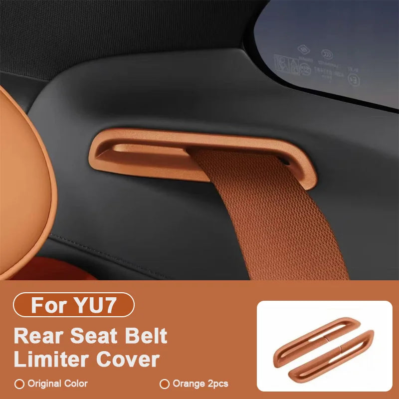 For Xiaomi YU7 2025 2026 MX11 Car Rear Seat Belt Limiter Cover Preventing Blockage Fixator Dedicated Car Interior Accessories Vue orange 2pcs