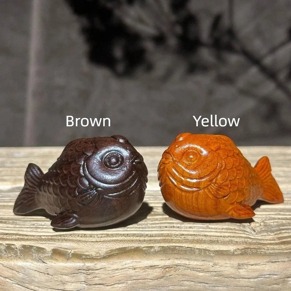 Traditional Mini Koi Fish Ornament Wooden Handmade Fish Car Ornament Lucky Charm Desktop Decoration Office Desk Vue