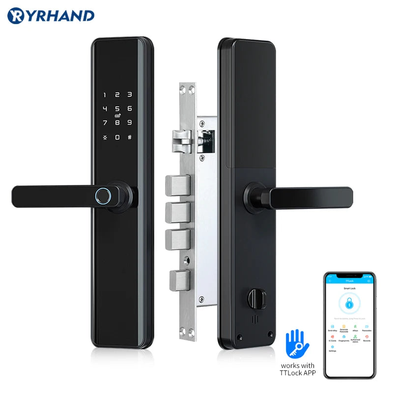 TTlock Waterproof Bluetooth Wifi Fingerprint Smart Lock Electronic Intelligent Biometric Code Digital Door Lock Vue