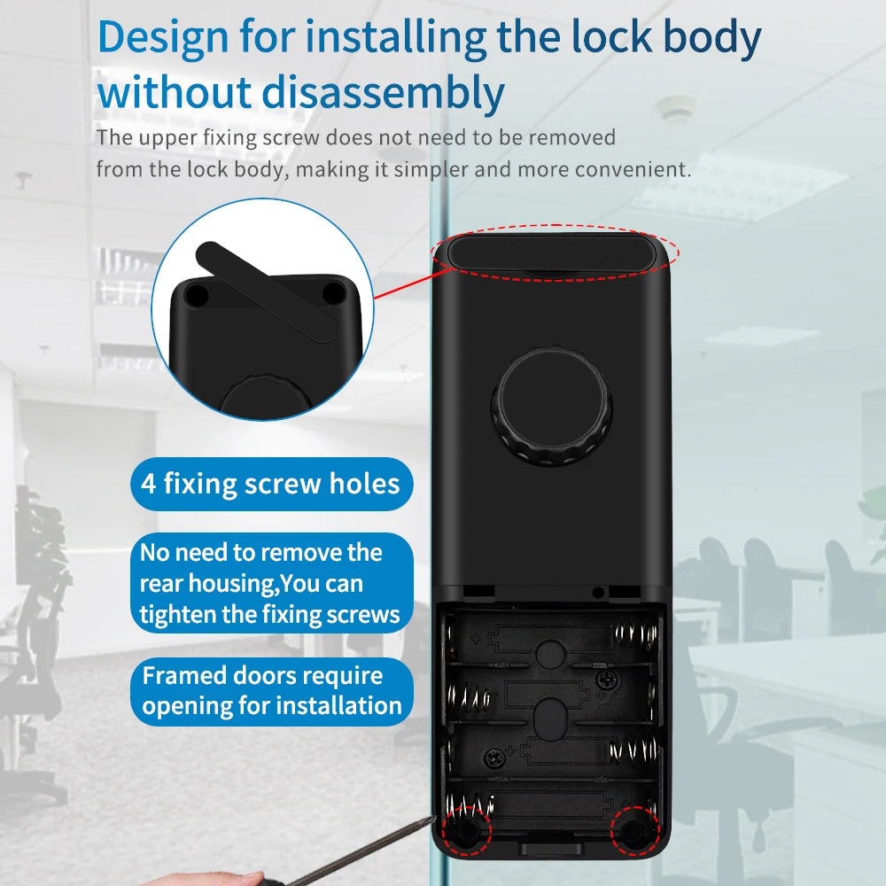 Glass Door Lock Sliding Door Bluetooth HAHA-Lock Mobile App Biometric Fingerprint Lock IC Card Digital Electronic Lock Vue