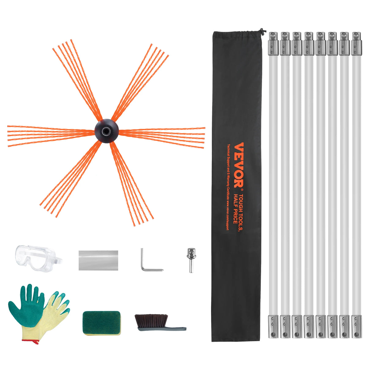 Chimney Sweep Kit 23–39 ft | Flexible Rods & 360° Brush Chimney Cleaning Kit Vue