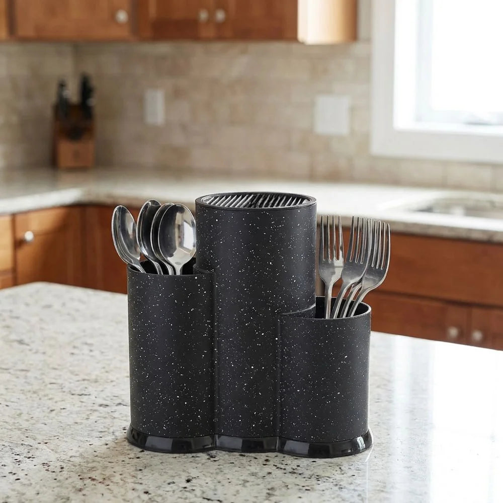Modern Style 3 Tube Kitchen Cutter Holder Non-slip Base Detachable Kitchens Utensil Rack Plastic Large Capacity Cutter Shelf Vue