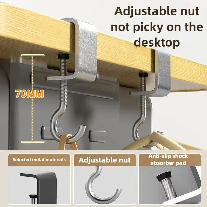 1-50PCS 360° Rotatable Hook Adjustable No Drill Mount for Wall and Desk Heavy Duty Backpack Hanger Portable Dorm Organizer Vue