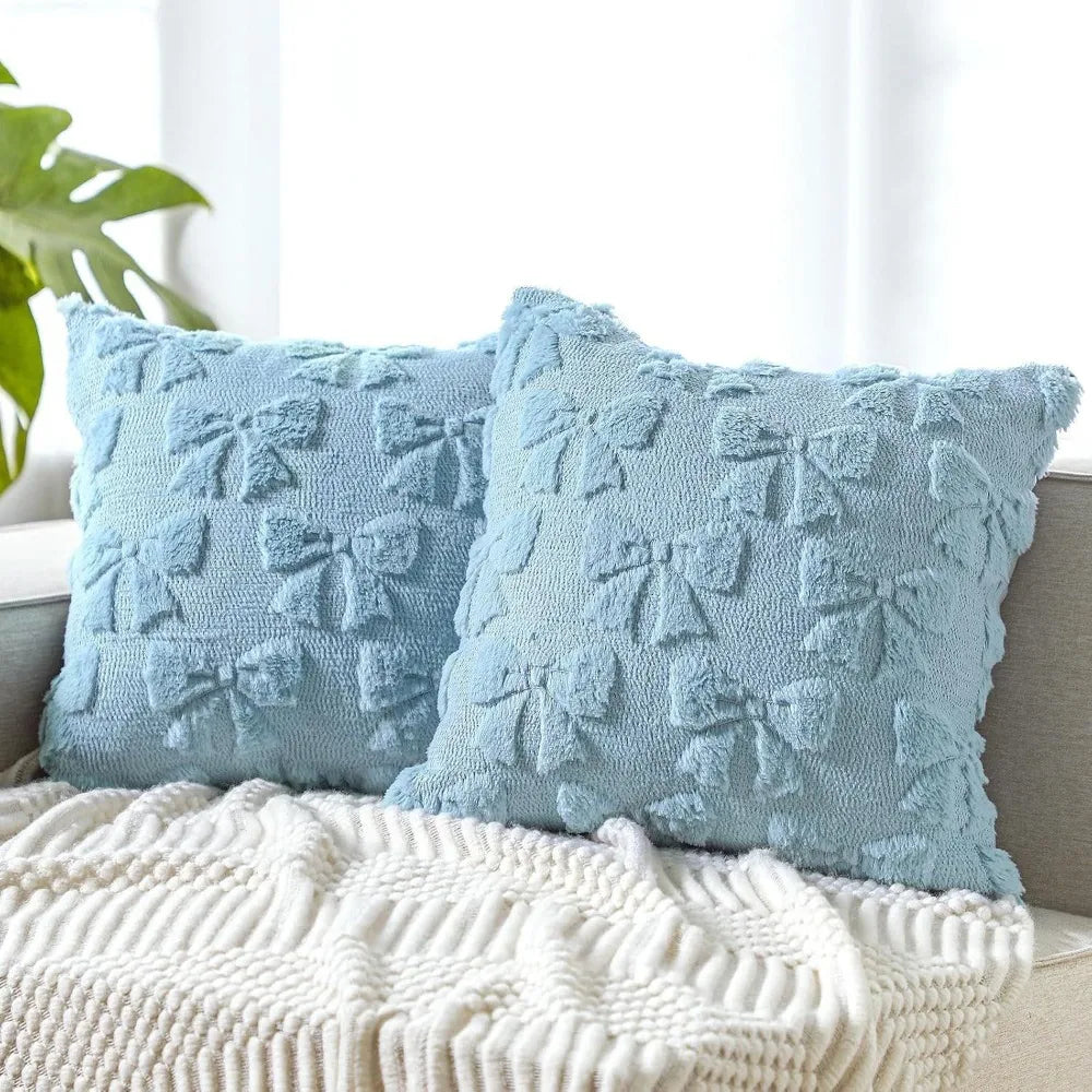Comfortable Plush Rabbit Throw Pillow Cover Warm 45cm Pillowcase Square Sofa Cushion Cover Bedroom Vue Style J