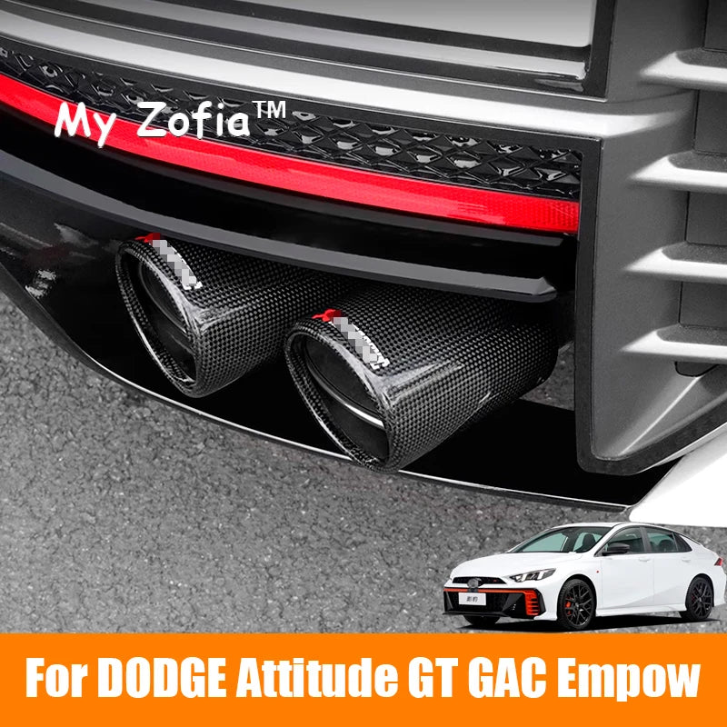 For New DODGE Attitude GT GAC Empow 2024 2025 Car Special Matte Glossy Carbon Fiber Muffler Exhaust Pipe Mount black Accessories Vue