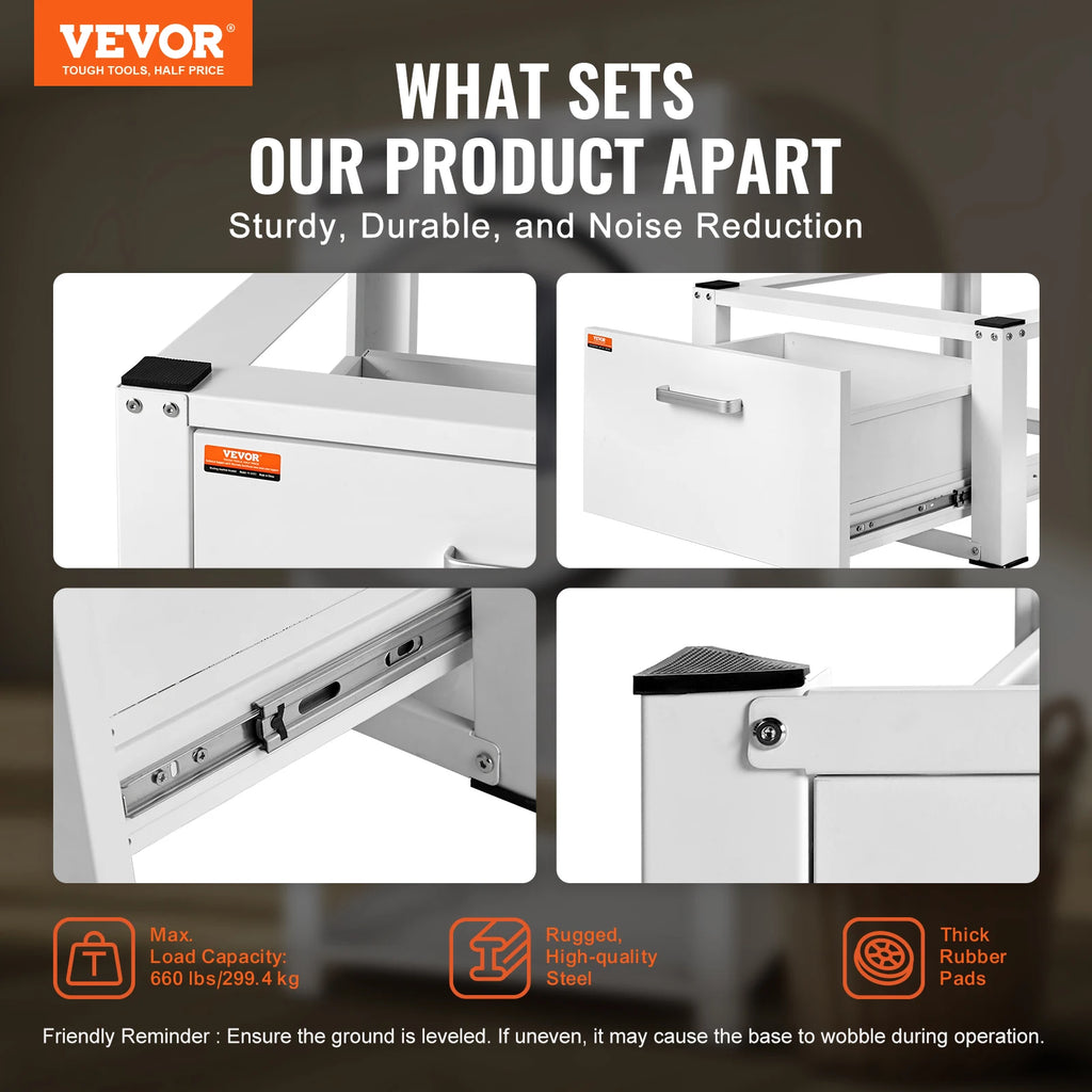 Heavy-Duty Washer & Dryer Pedestal Stand with Storage Drawer Washer Dryer Pedestal Vue
