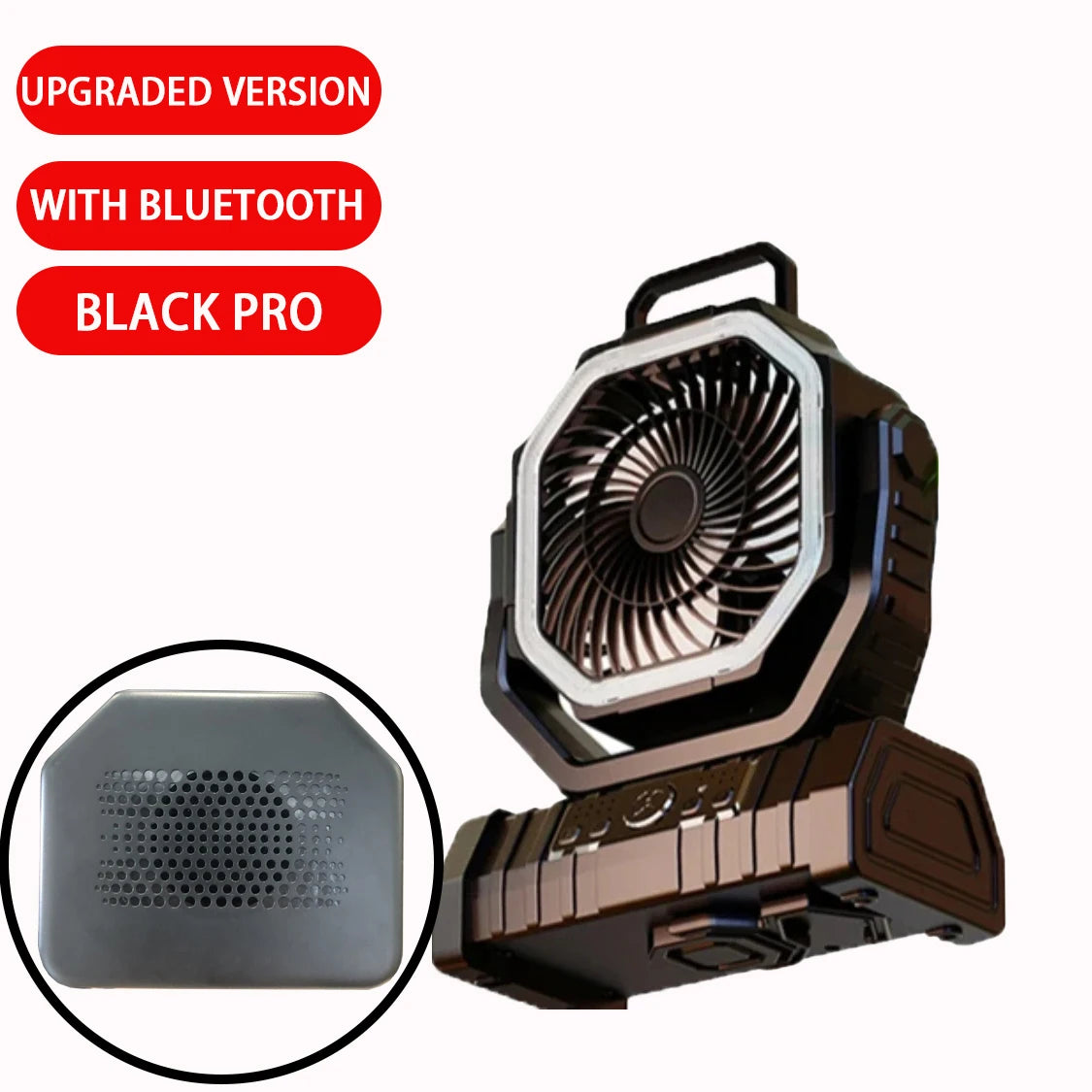 10000mAh Multifunctional Outdoor Camping Fan With Bluetooth Speaker Suitable For Outdoor Camping And Picnicking Vue black pro