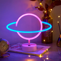 Elliptical Earth Shaped LED Neon Sign Party Room Light Battery Operated Home Decorative Wall Lighting for Christmas Vue planet holder 1