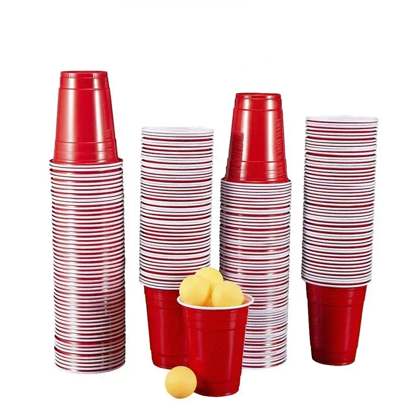 16oz Disposable Plastic Party Cups Bulk 50-Pack – Red & Blue Disposable Party Cups Vue