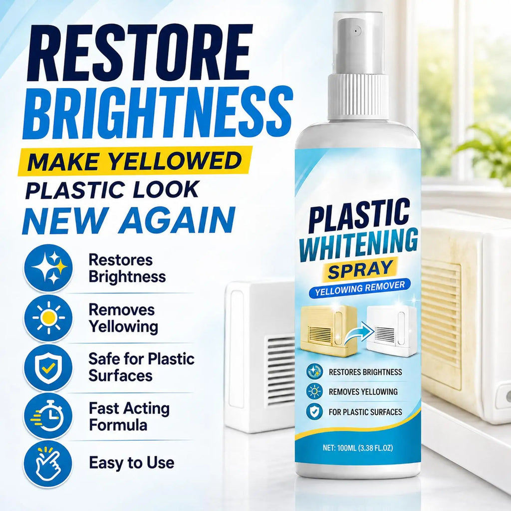 100ml Yellowing Restorer Spray, Multi-Purpose Plastic Brightener for AC, Washing Machine, Car Interior, Home Appliances Vue
