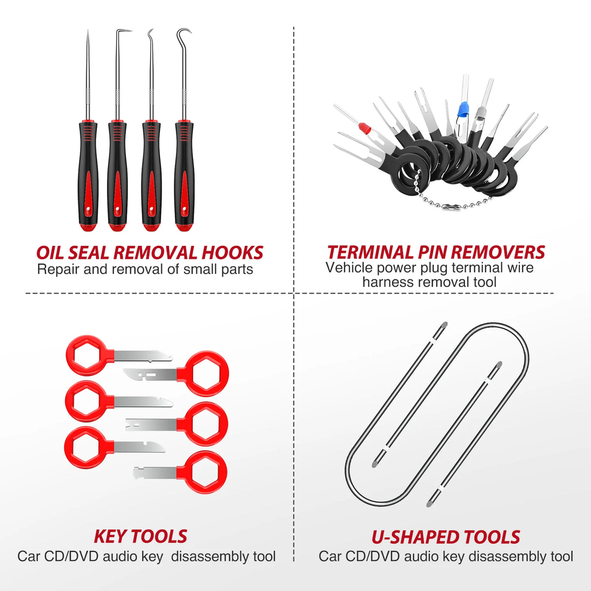Nilight 200Pcs Trim Removal Tool, Auto Push Pin Bumper Retainer Clip Set Fastener Terminal Remover Adhesive Cable Clips Round Handle Crowbar Kit Car Panel Radio Auto Clip Pliers Vue