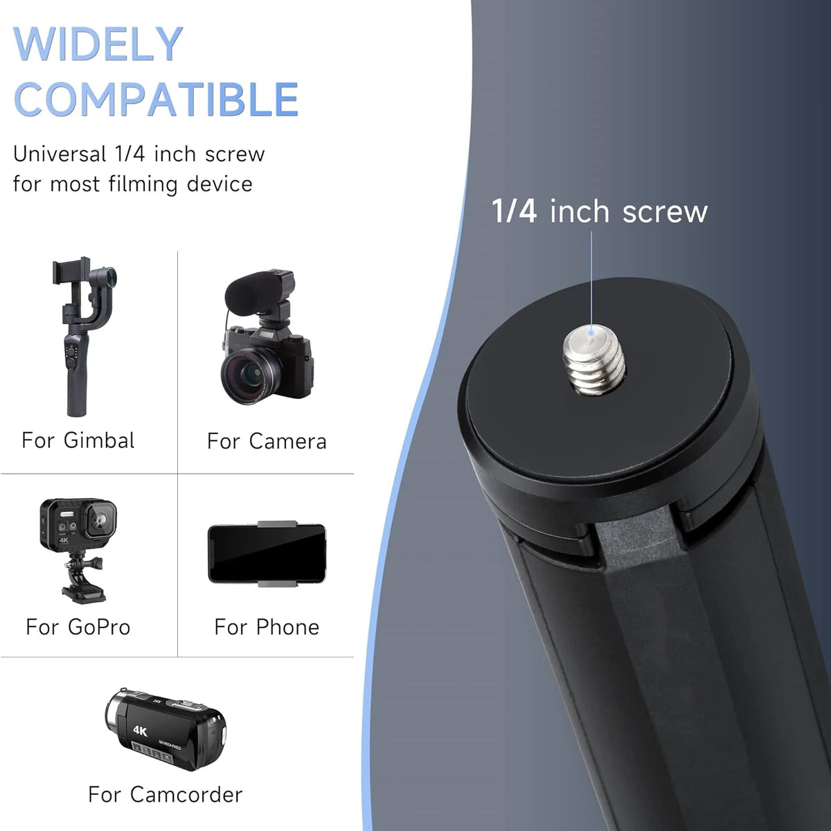 Portable Mini Table Tripod Stand Desk Tripod with 1/4'' Screw for Gopro Camera Video Vlog Grip Panel Ring Light Phone Gimbal Vue