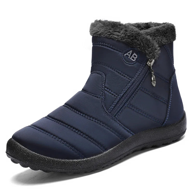 Women's Men Winter Snow Boots Side Zipper Velvet Lined Ankle Boots Winter Snow Boots Vue 857-Black 46
