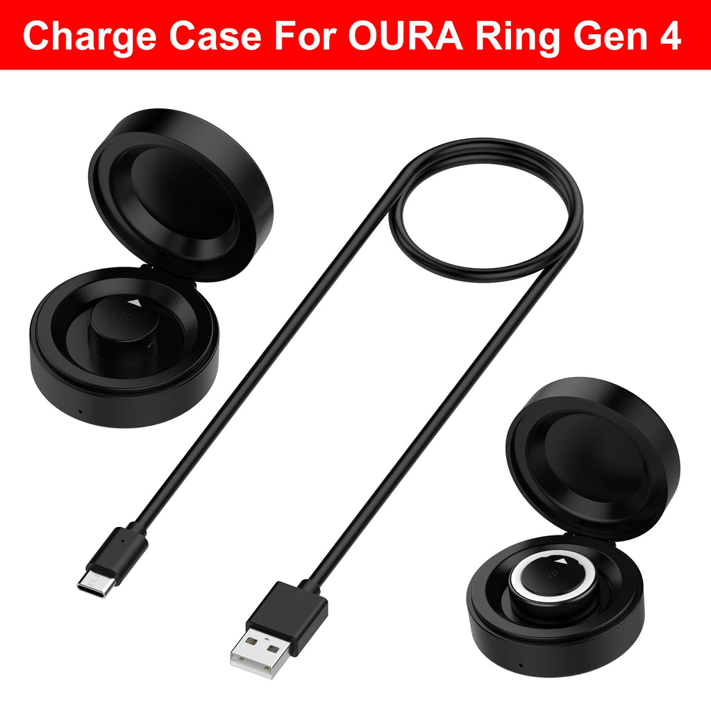 Compatible for Oura Ring Gen 4 Charging Case, Portable Wireless Charger Dock with Built-in Battery & Safe Protection + USB-C Vue