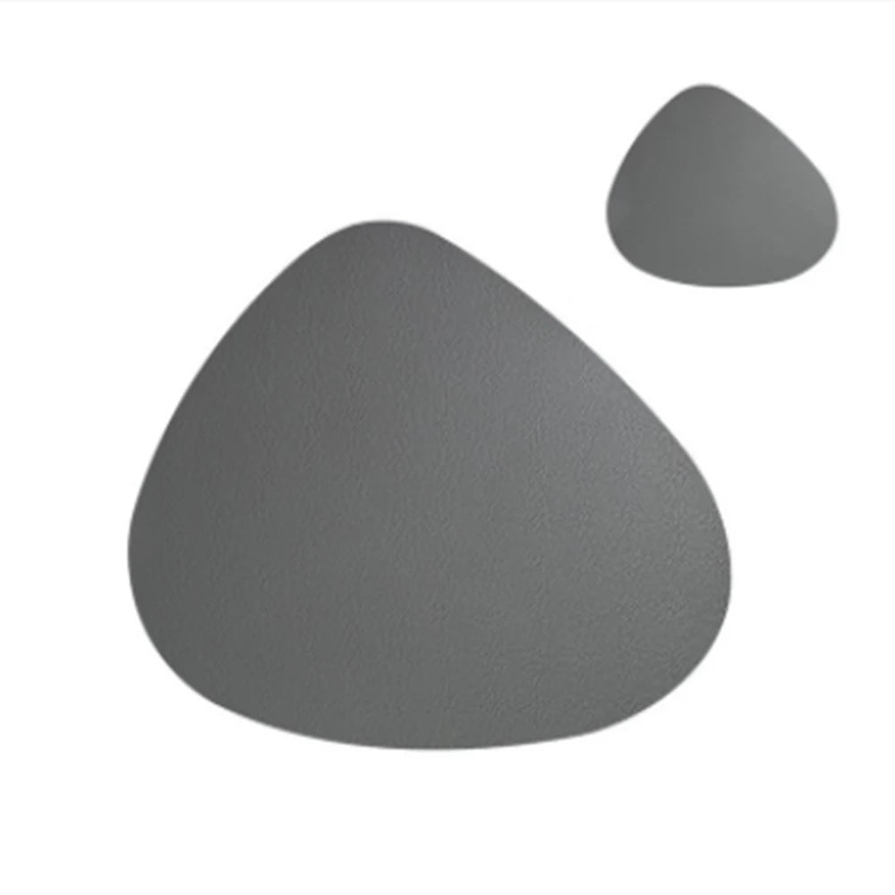 Placemat Table Mat PU Leather Waterproof Heat Insulation Non-Slip Placemat Soft Washable Bowl Coaster Vue gray M