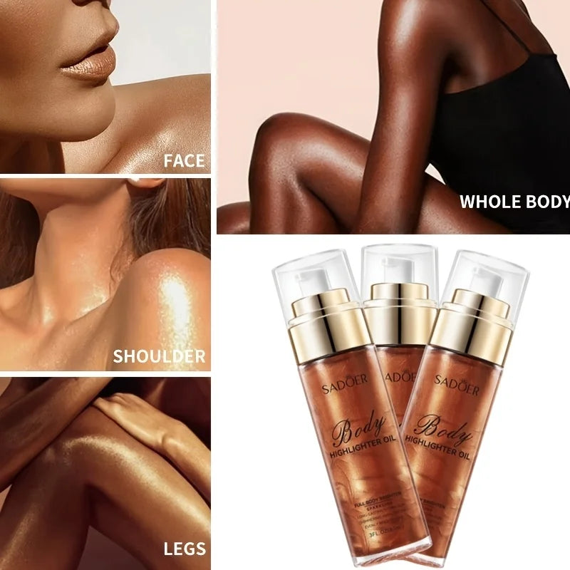 85ml, Golden Brown Body Glow Oil, Moisturizing and Hydrating, Gives Skin a Radiant and Charming Glow, Perfect for Holiday Celebrations and Party Events. Vue