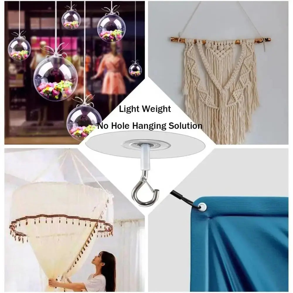 Multifunctional Self-Adhesive Ceiling Hook Water Resistant Strong Bearing Wall Hooks Transparent Metal Hooks Vue